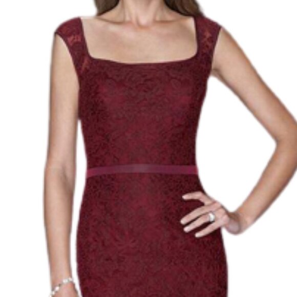 NWT La Femme 20515 Chiffon Cocktail Dresses Garnet Size 4 - Picture 2 of 4